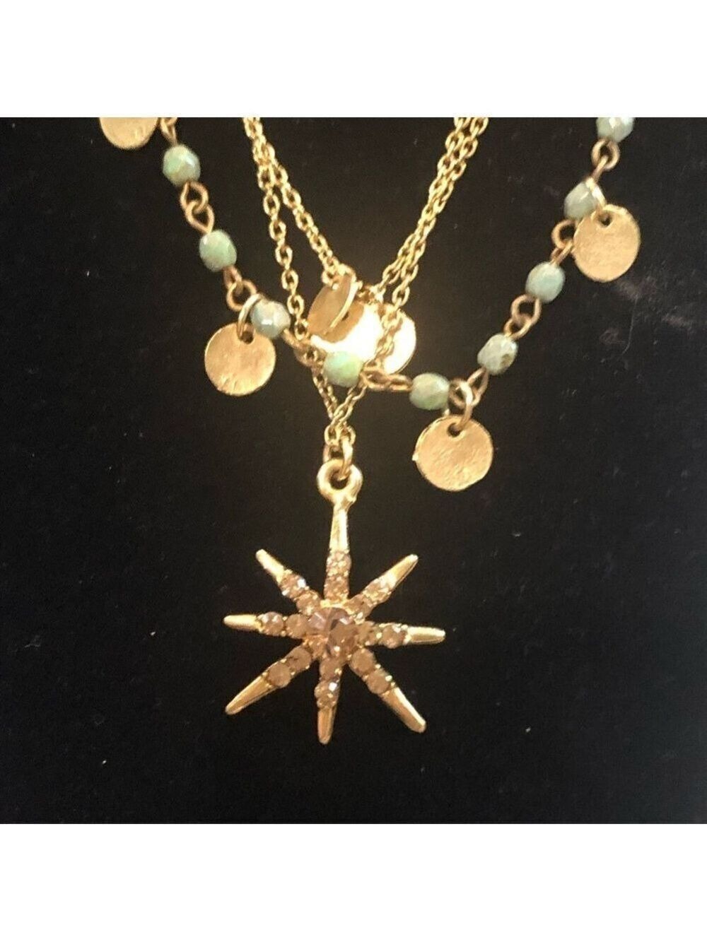 Gold Multi-Layered Star Pendant Necklace - Picture 3 of 7
